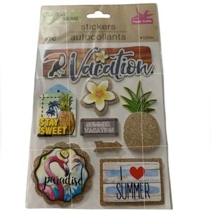 Crafter's Square Dimensional 8 PC Glitter Paper Craft Vacation Stickers Paradise